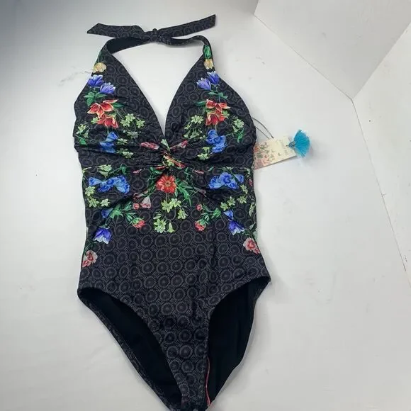 Johnny Was color twist black floral one-piece swimsuit NWT - Picture 3 of 11
